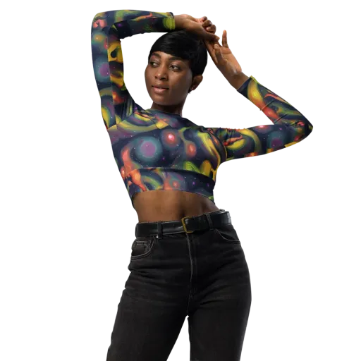 Aurora Ribbons on a Long Sleeve Crop Top
