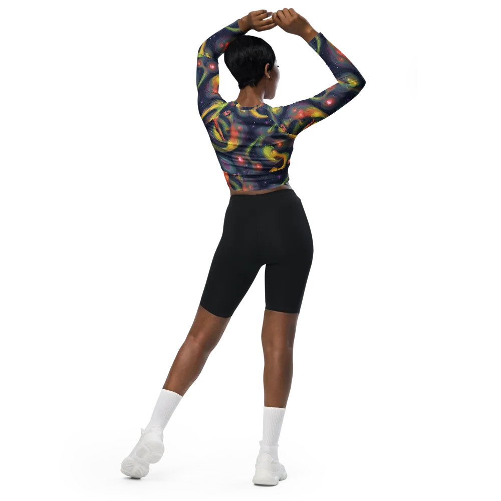 Aurora Ribbons on Long Sleeve Crop Top — Back