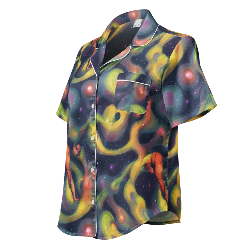 Aurora Ribbons on Women's Short Sleeve Pajama Top — Left Front