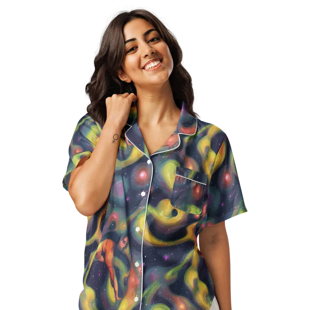 Aurora Ribbons on Women's Short Sleeve Pajama Top — Front