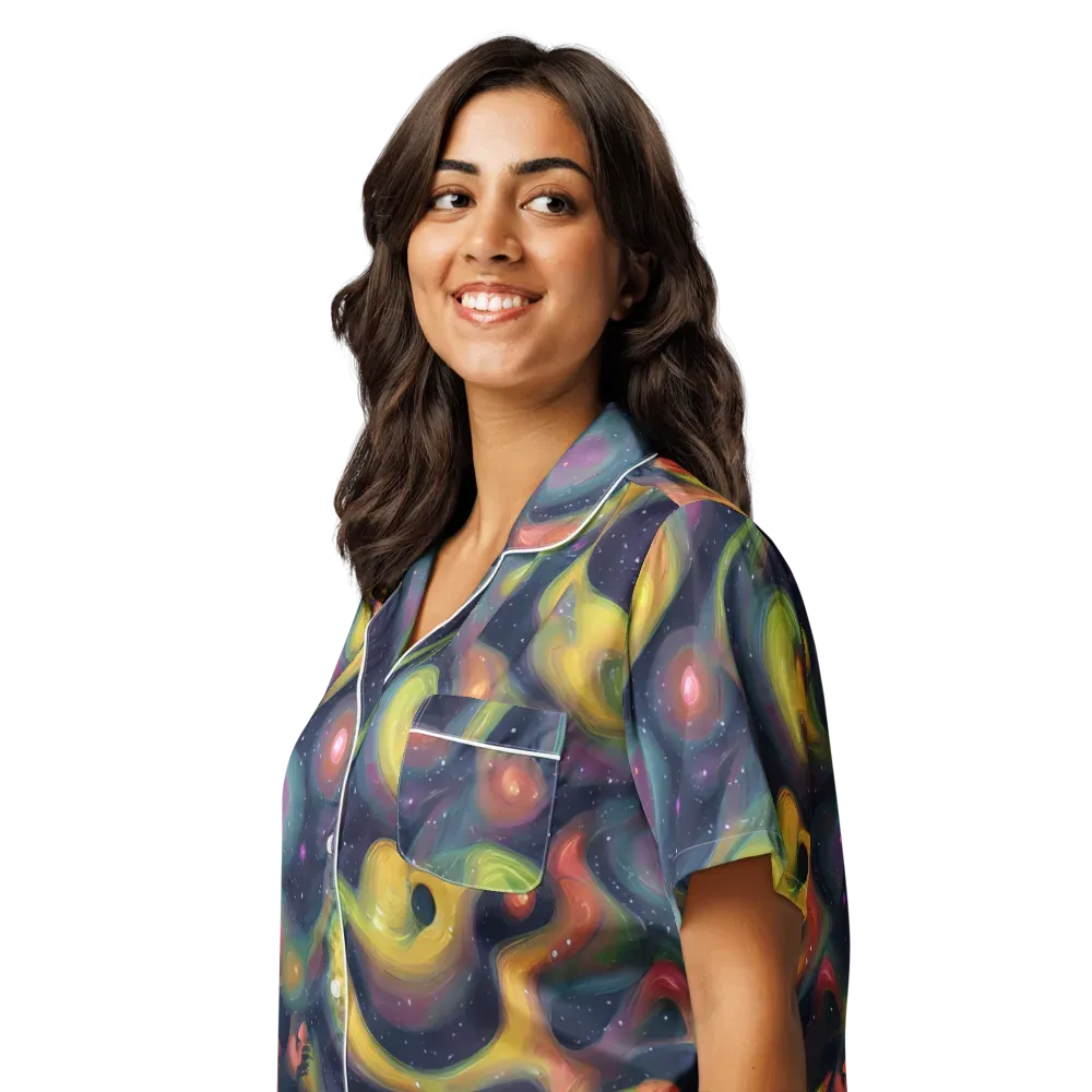 Aurora Ribbons on Women's Short Sleeve Pajama Top — Left Front