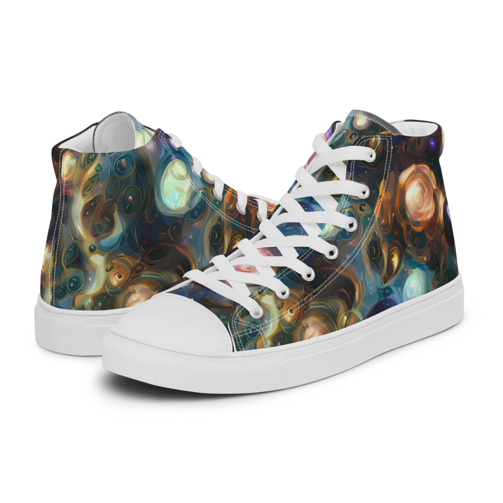 Orbital Alchemy on Men's High Top Canvas Shoes — Left