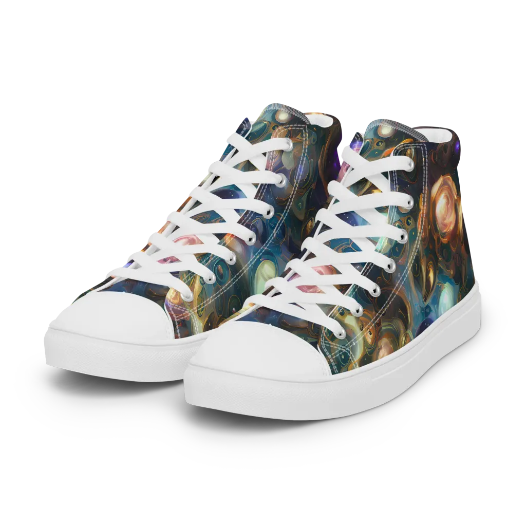 Orbital Alchemy on Women's High Top Canvas Shoes — Left Front