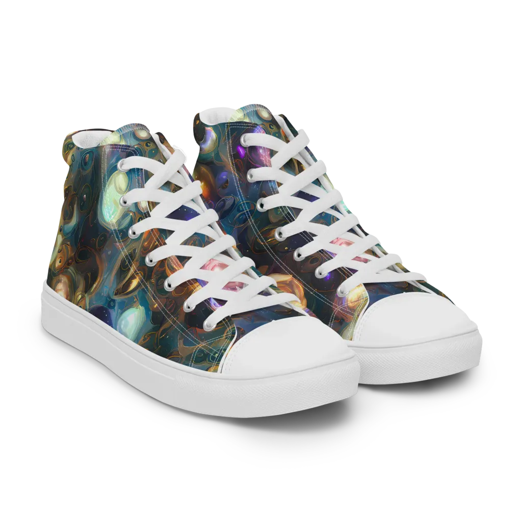 Orbital Alchemy on Women's High Top Canvas Shoes — Right Front
