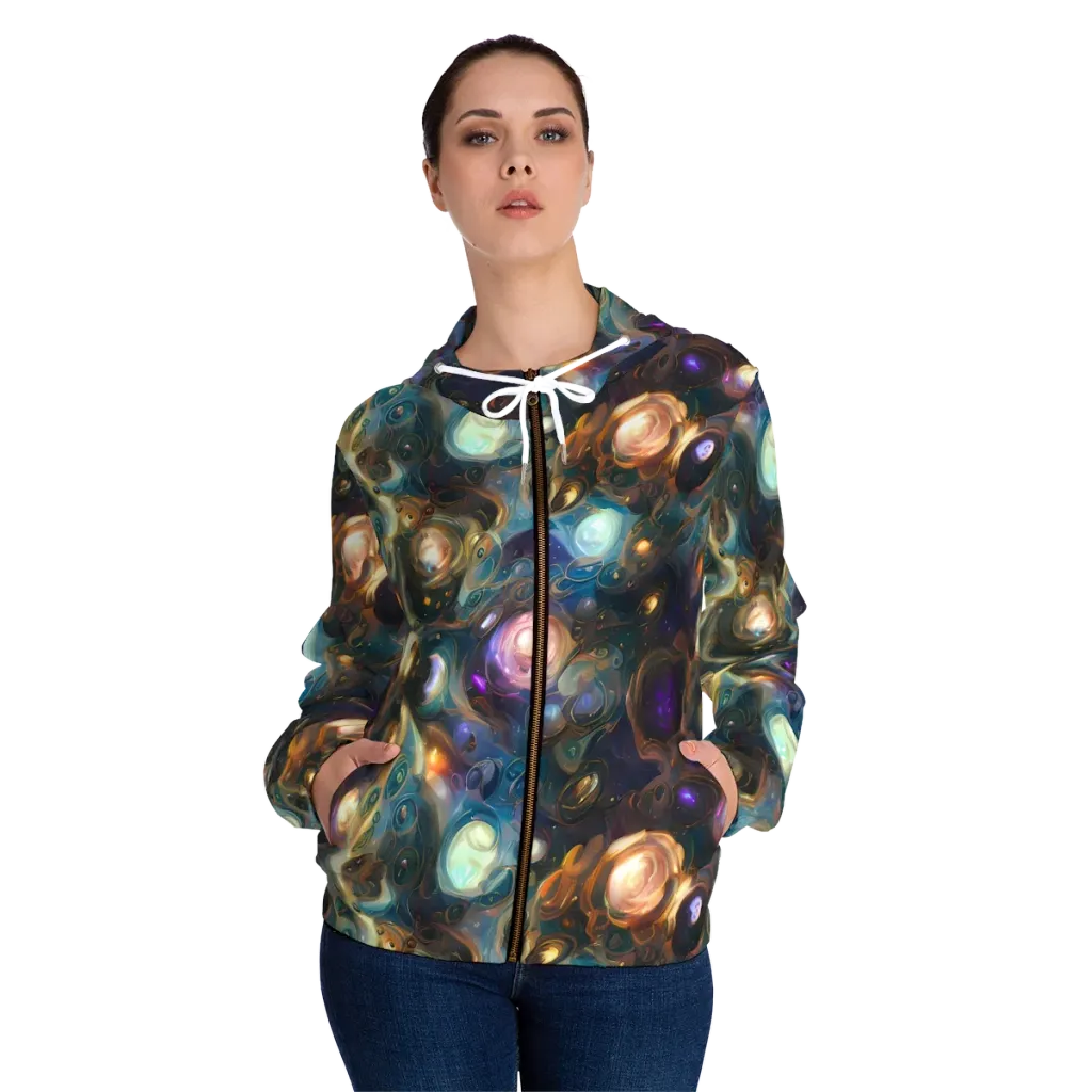 Orbital Alchemy on Women's Full-Zip Hoodie — Front On Person