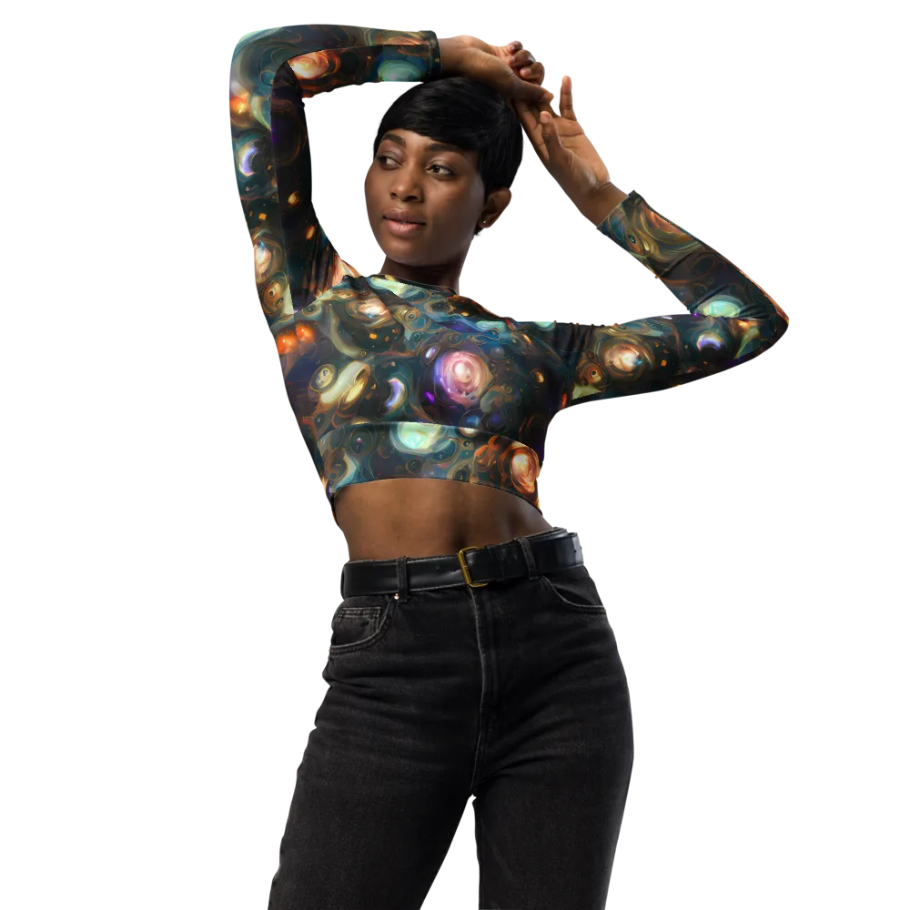 Orbital Alchemy on Long Sleeve Crop Top — Front