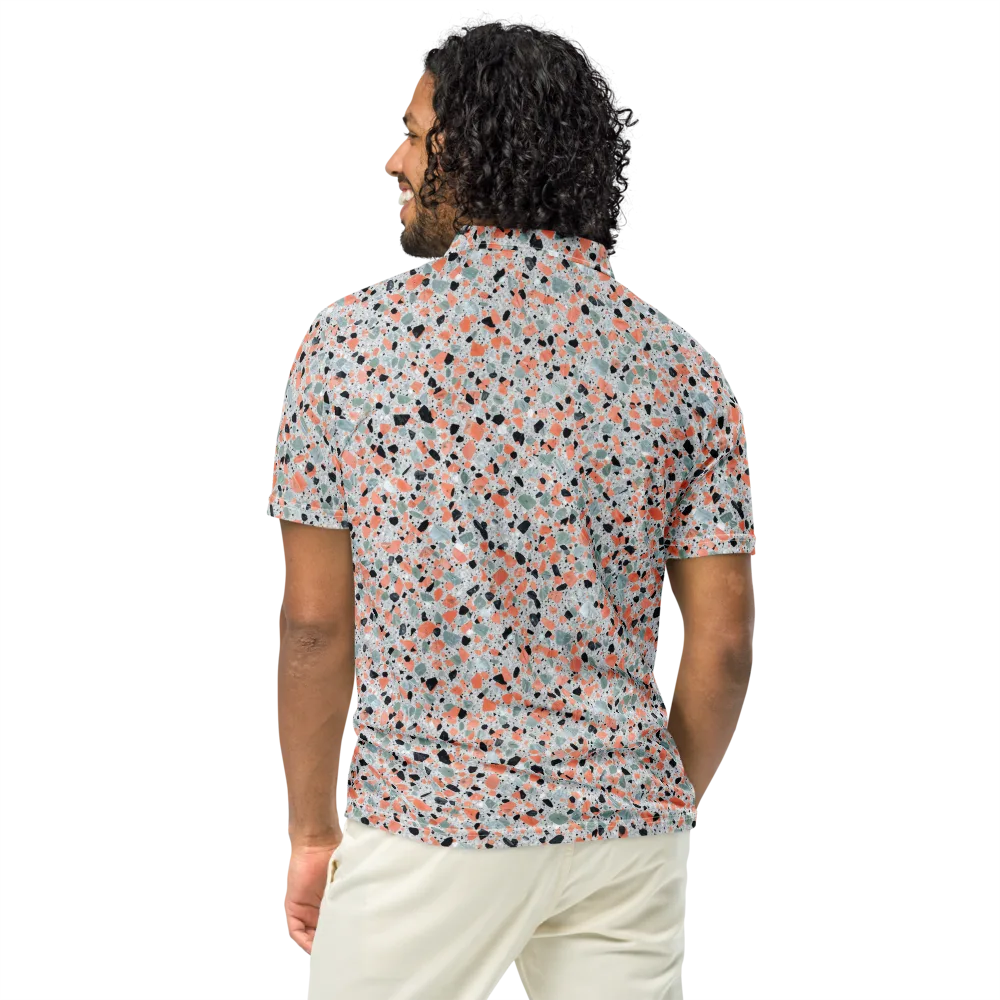 Coral Terrazzo on Men's Slim Fit Polo Shirt — Back