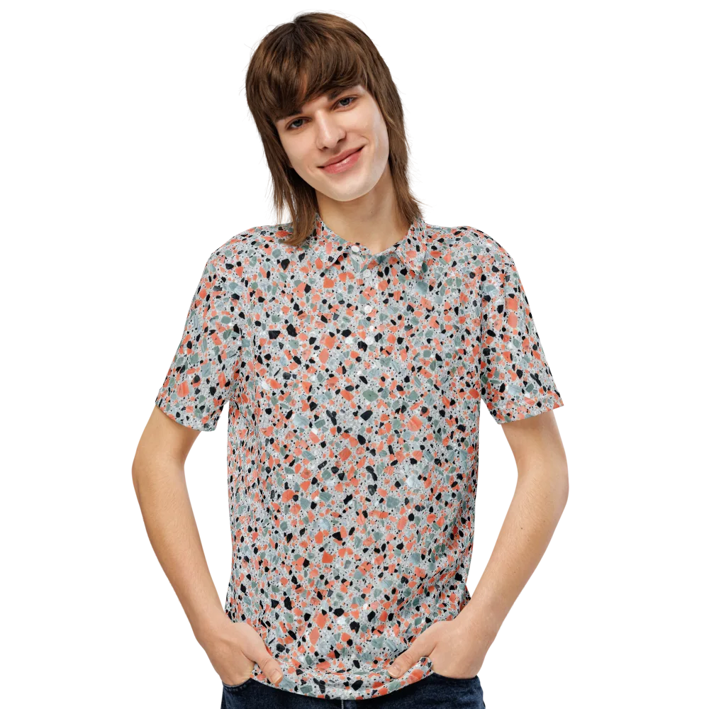 Coral Terrazzo on Men's Slim Fit Polo Shirt — Front