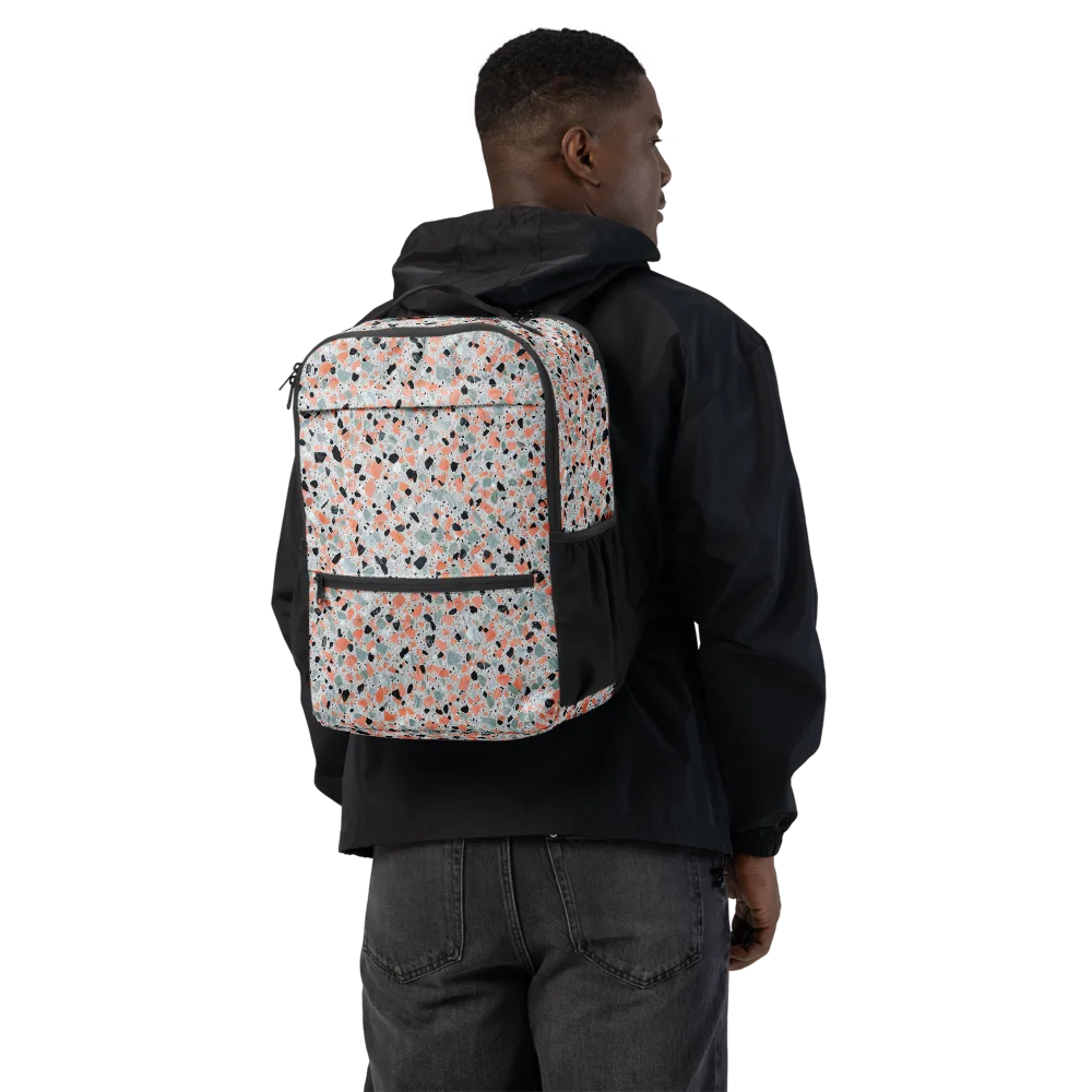 Coral Terrazzo on Utility Backpack — Back
