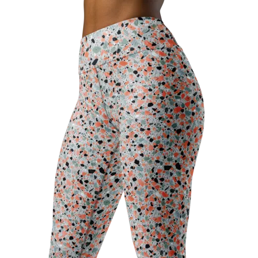 Coral Terrazzo on a Yoga Leggings