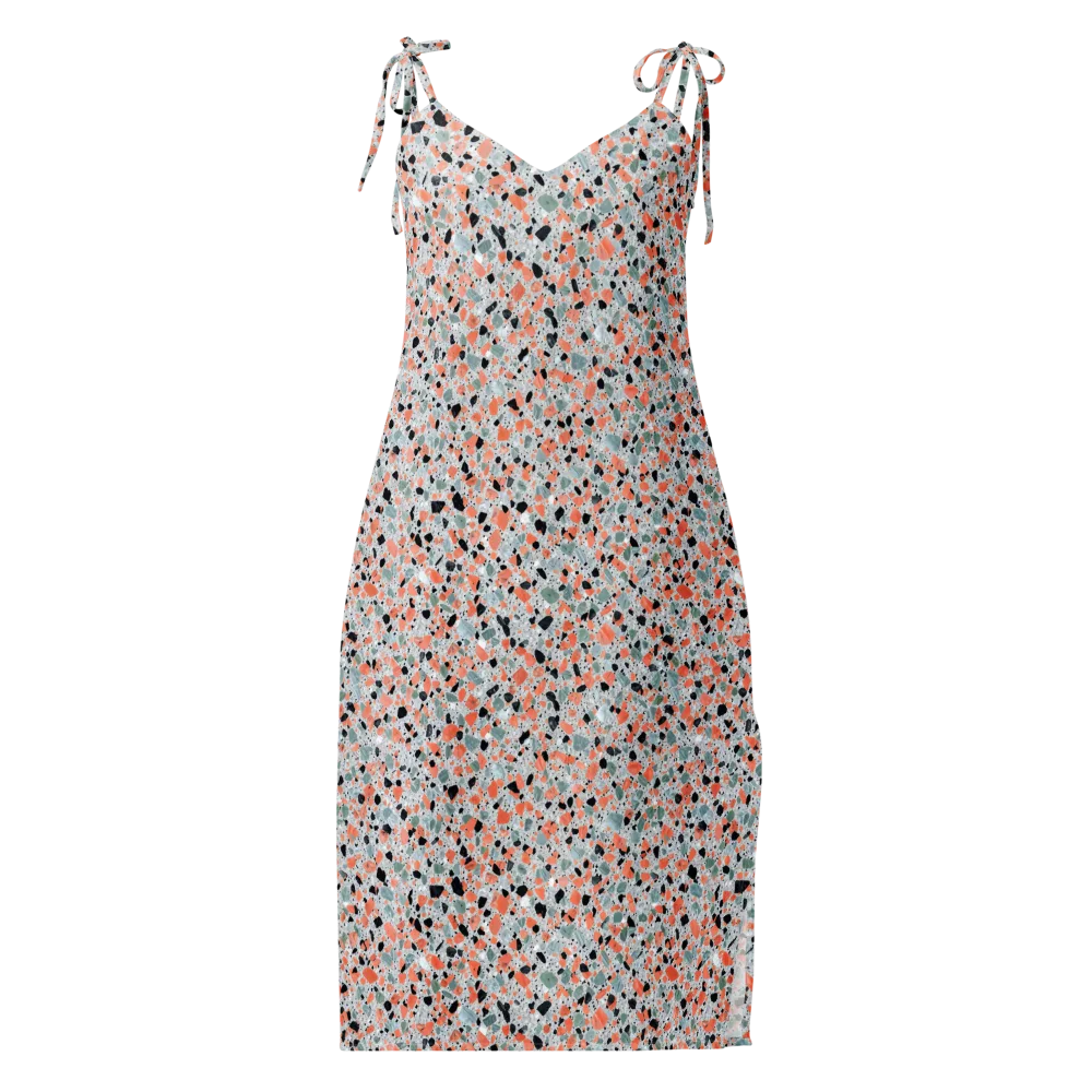 Coral Terrazzo on Slip Dress — Front