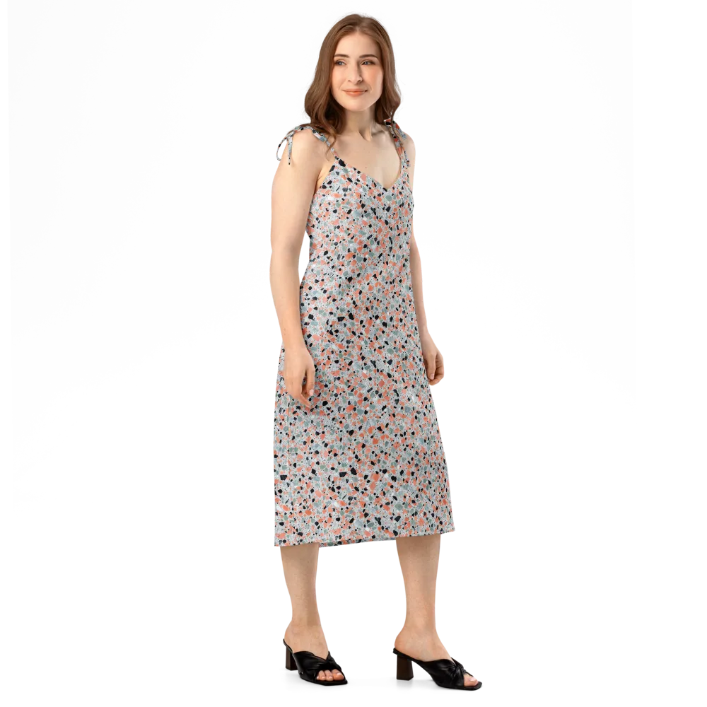 Coral Terrazzo on Slip Dress — Right Front