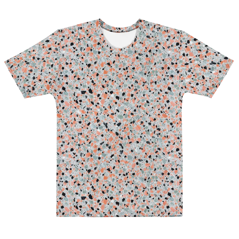 Coral Terrazzo on Men's Cotton Crew Neck T-Shirt — Front