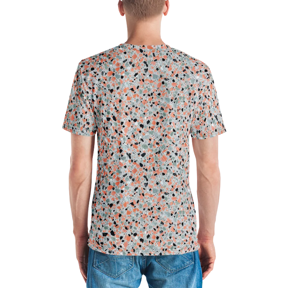 Coral Terrazzo on Men's Crew Neck T-Shirt — Back