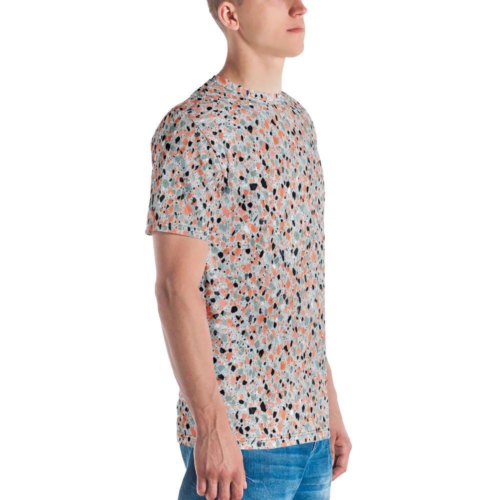 Coral Terrazzo on Men's Crew Neck T-Shirt — Right
