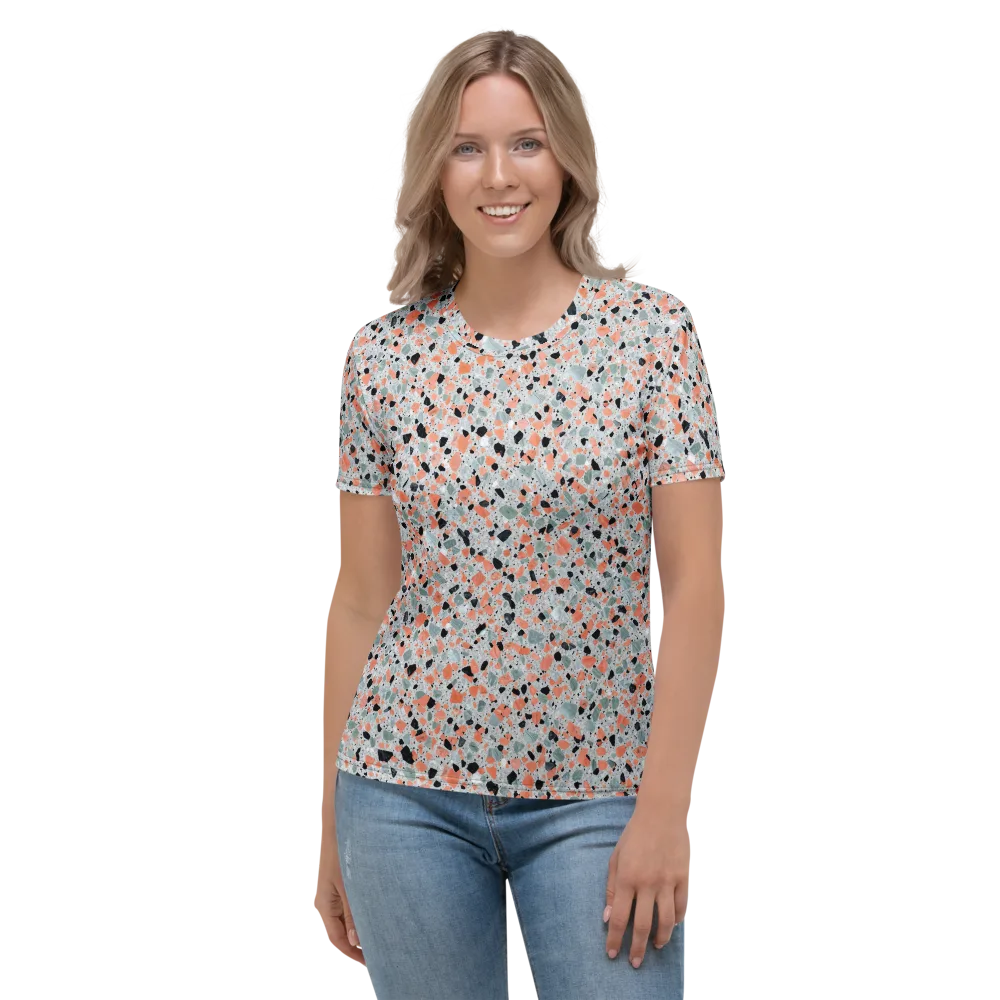 Coral Terrazzo on Women's Crew Neck T-Shirt — Front