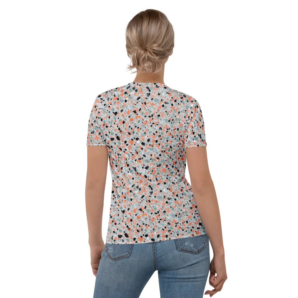 Coral Terrazzo on Women's Crew Neck T-Shirt — Back