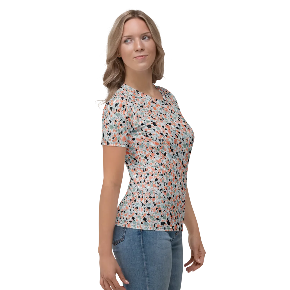 Coral Terrazzo on Women's Crew Neck T-Shirt — Right