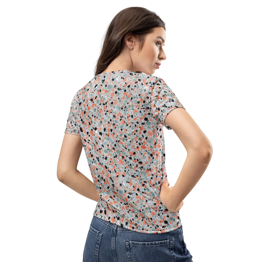 Coral Terrazzo on Women's Crew Neck T-Shirt — Back