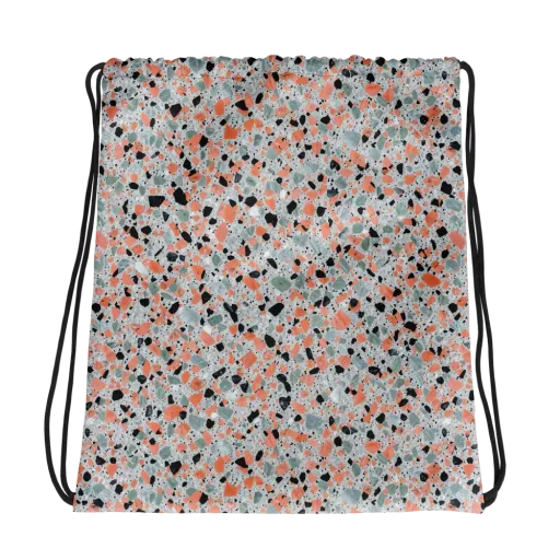 Coral Terrazzo on a Drawstring Bag