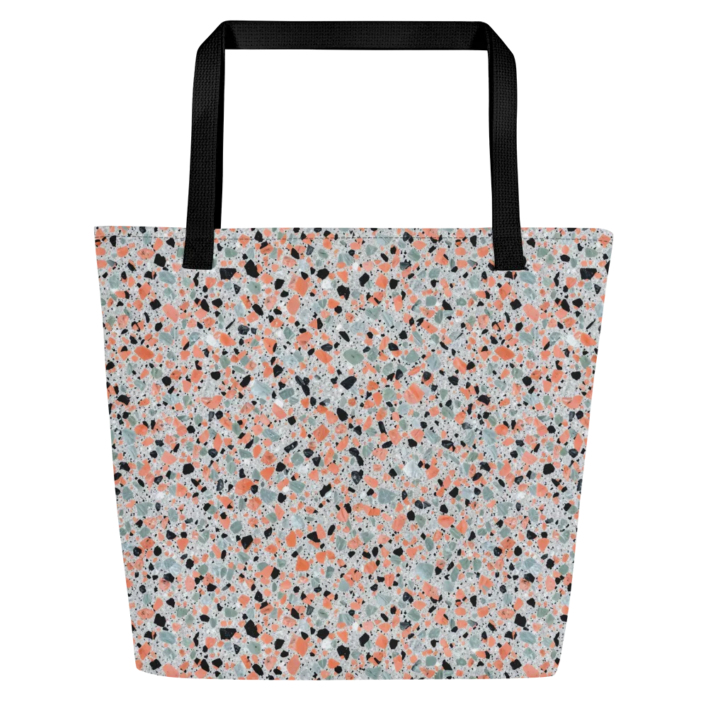 Coral Terrazzo on Large Tote Bag W/ Pocket — Front
