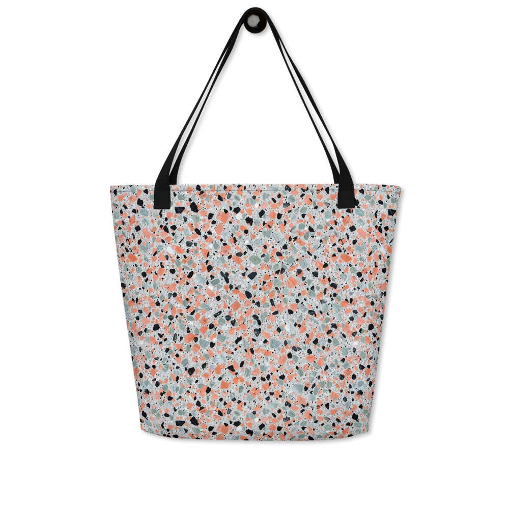 Coral Terrazzo on Large Tote Bag W/ Pocket — Front