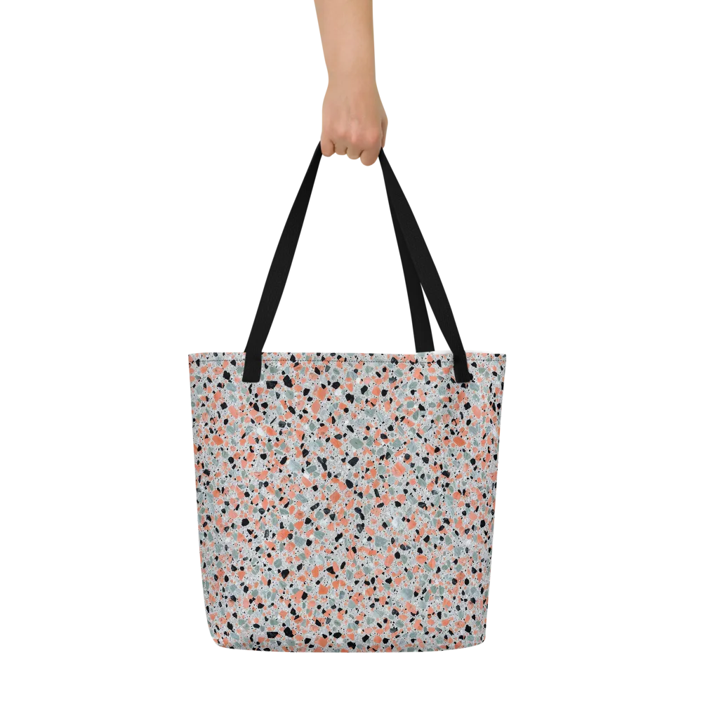 Coral Terrazzo on Large Tote Bag W/ Pocket — Front