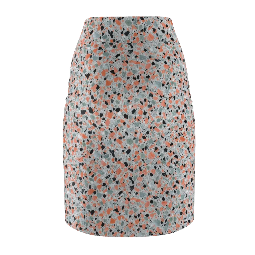 Coral Terrazzo on Pencil Skirt — Back