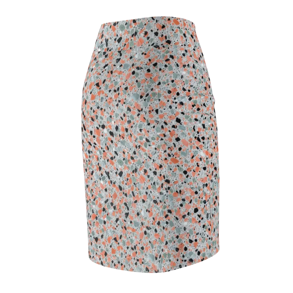 Coral Terrazzo on Pencil Skirt — Back Side