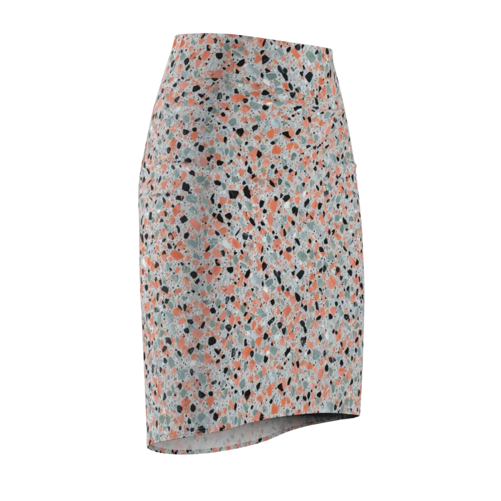 Coral Terrazzo on Pencil Skirt — Front Side