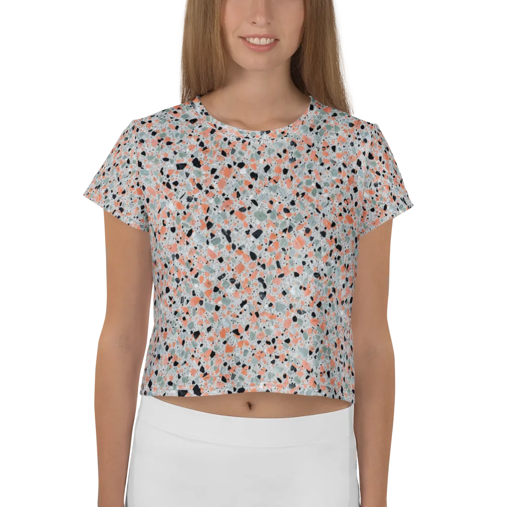 Coral Terrazzo on Crop Tee — Front