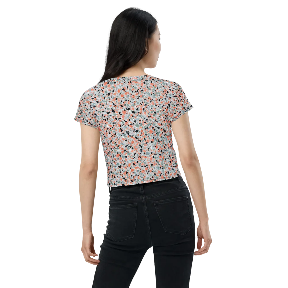 Coral Terrazzo on Crop Tee — Back