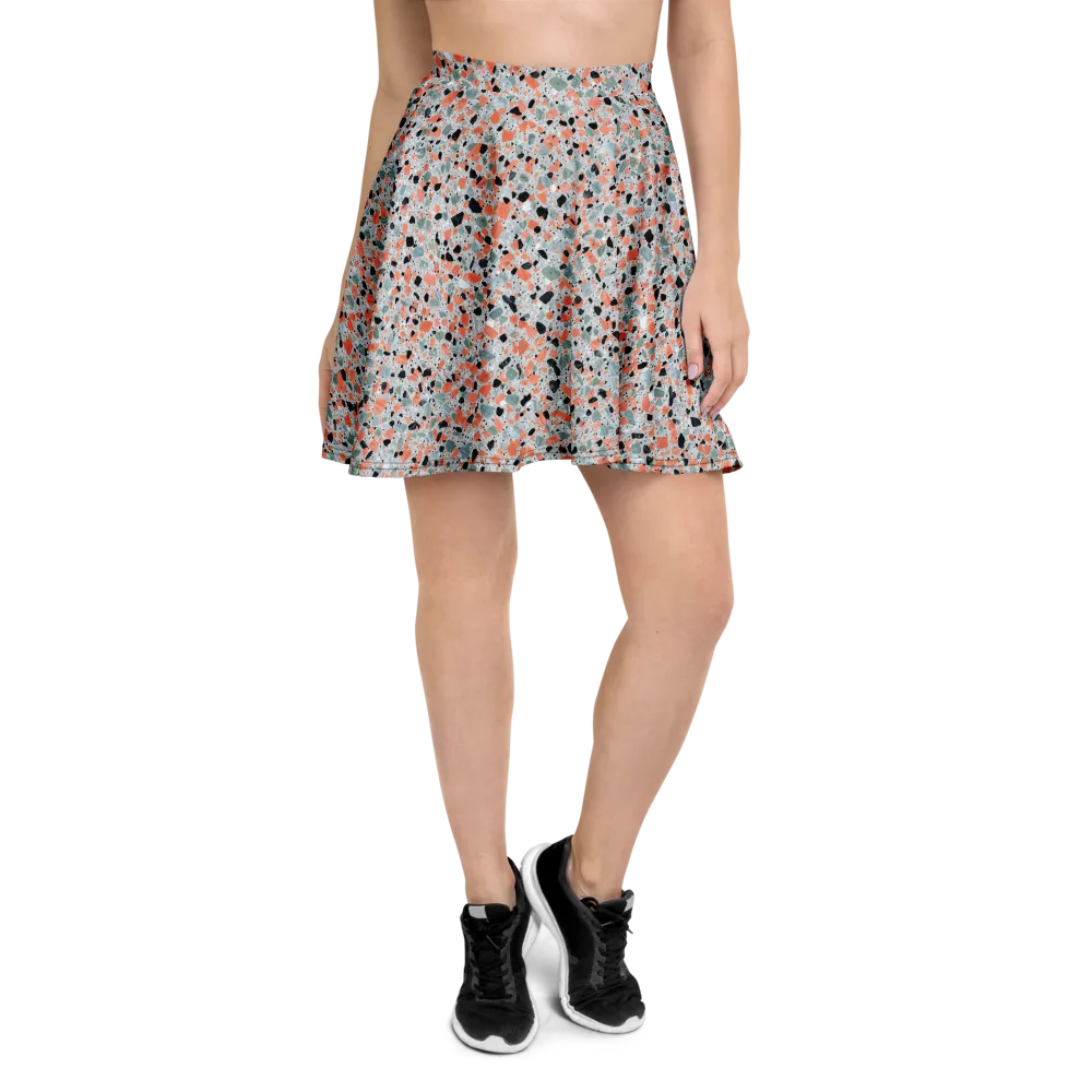 Coral Terrazzo on Skater Skirt — Front