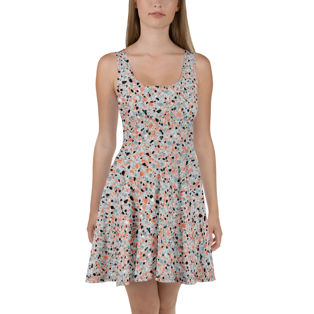 Coral Terrazzo on Skater Dress — Front