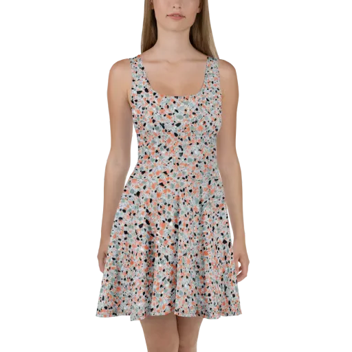 Coral Terrazzo on a Skater Dress