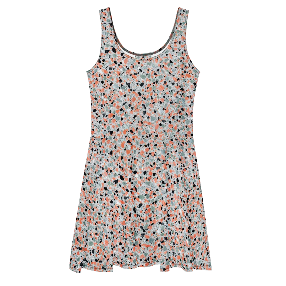 Coral Terrazzo on Skater Dress — Front