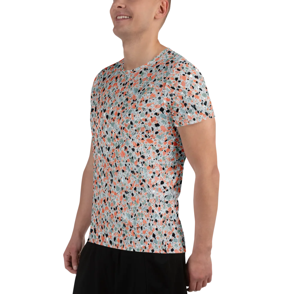 Coral Terrazzo on Men's Athletic T-Shirt — Left