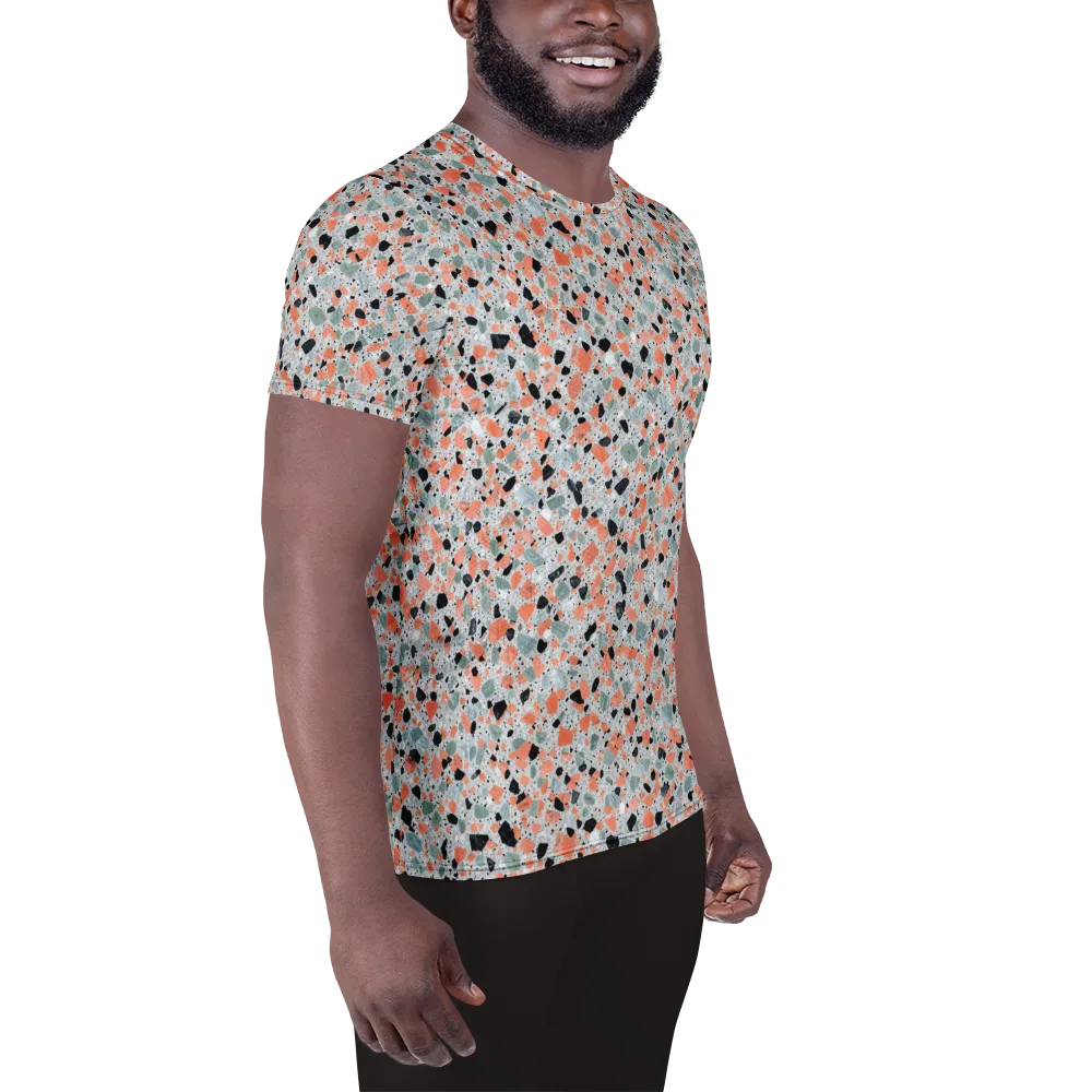 Coral Terrazzo on Men's Athletic T-Shirt — Right