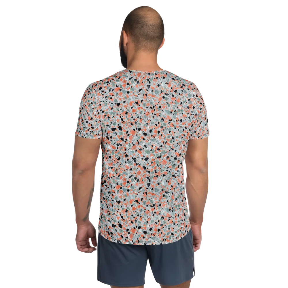 Coral Terrazzo on Men's Athletic T-Shirt — Back