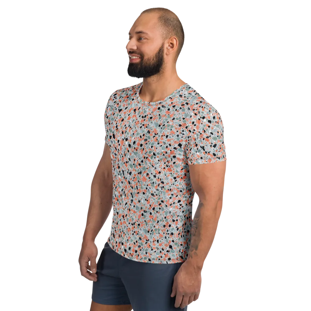 Coral Terrazzo on Men's Athletic T-Shirt — Left