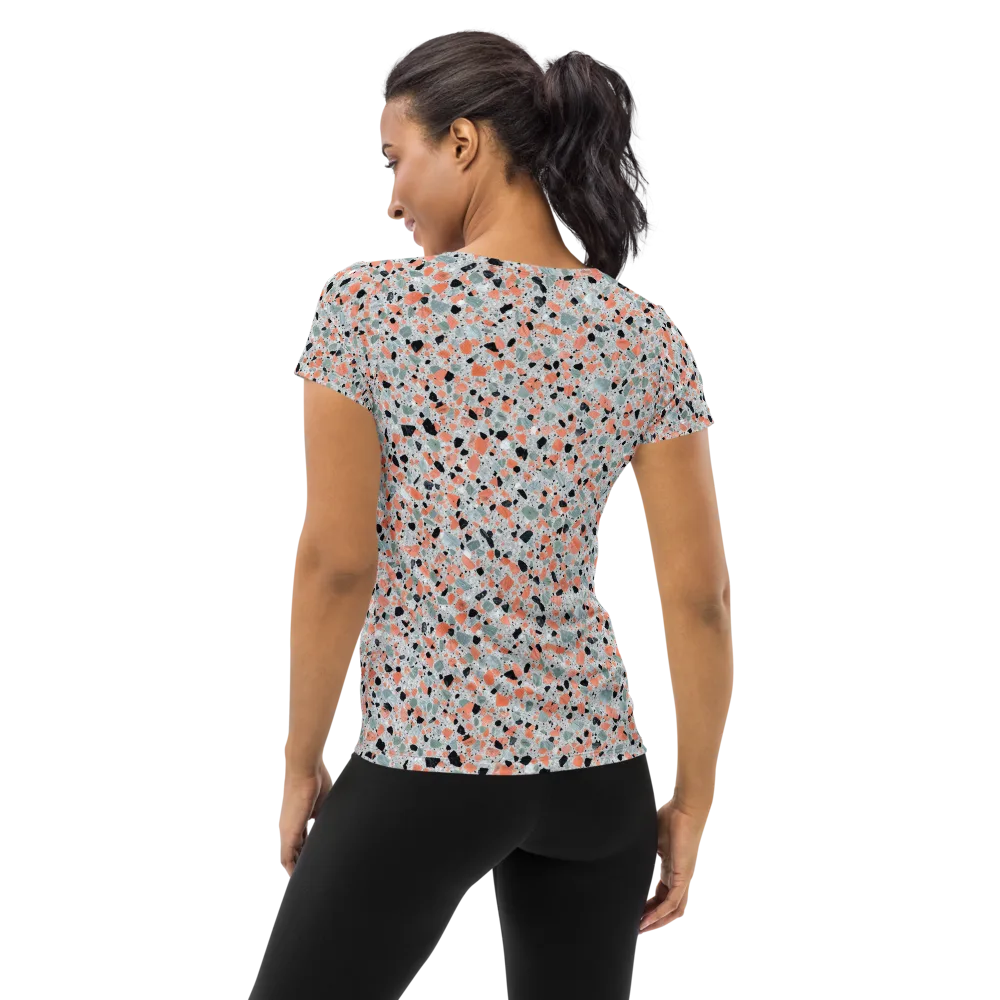 Coral Terrazzo on Women's Athletic T-Shirt — Back