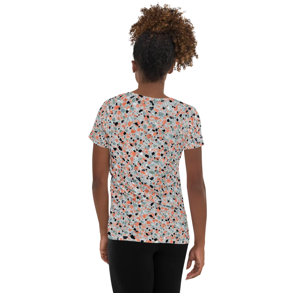 Coral Terrazzo on Women's Athletic T-Shirt — Back