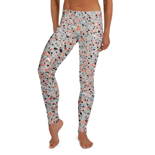 Coral Terrazzo on a Leggings