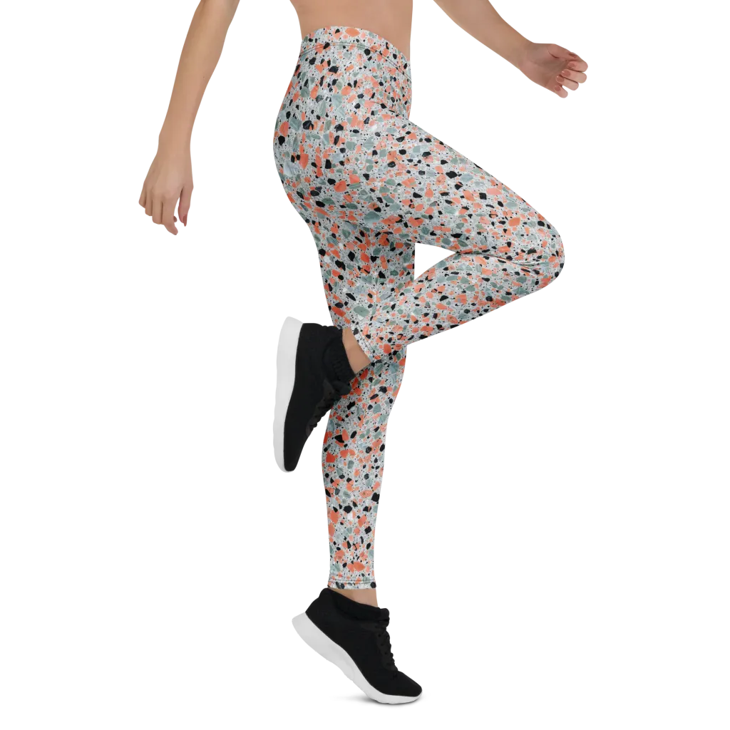 Coral Terrazzo on Leggings — Right