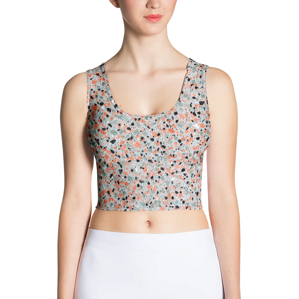 Coral Terrazzo on Crop Top — Front