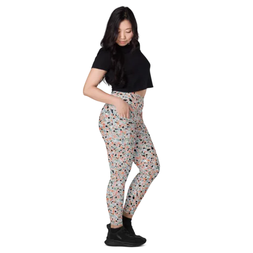 Coral Terrazzo on a Leggings with Pockets