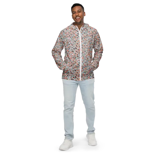 Coral Terrazzo on a Men's Windbreaker