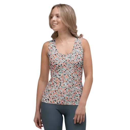 Coral Terrazzo on a Women's Tank Top