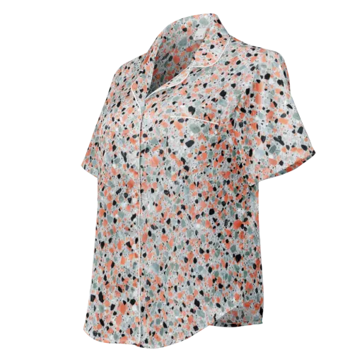 Coral Terrazzo on a Women's Short Sleeve Pajama Top