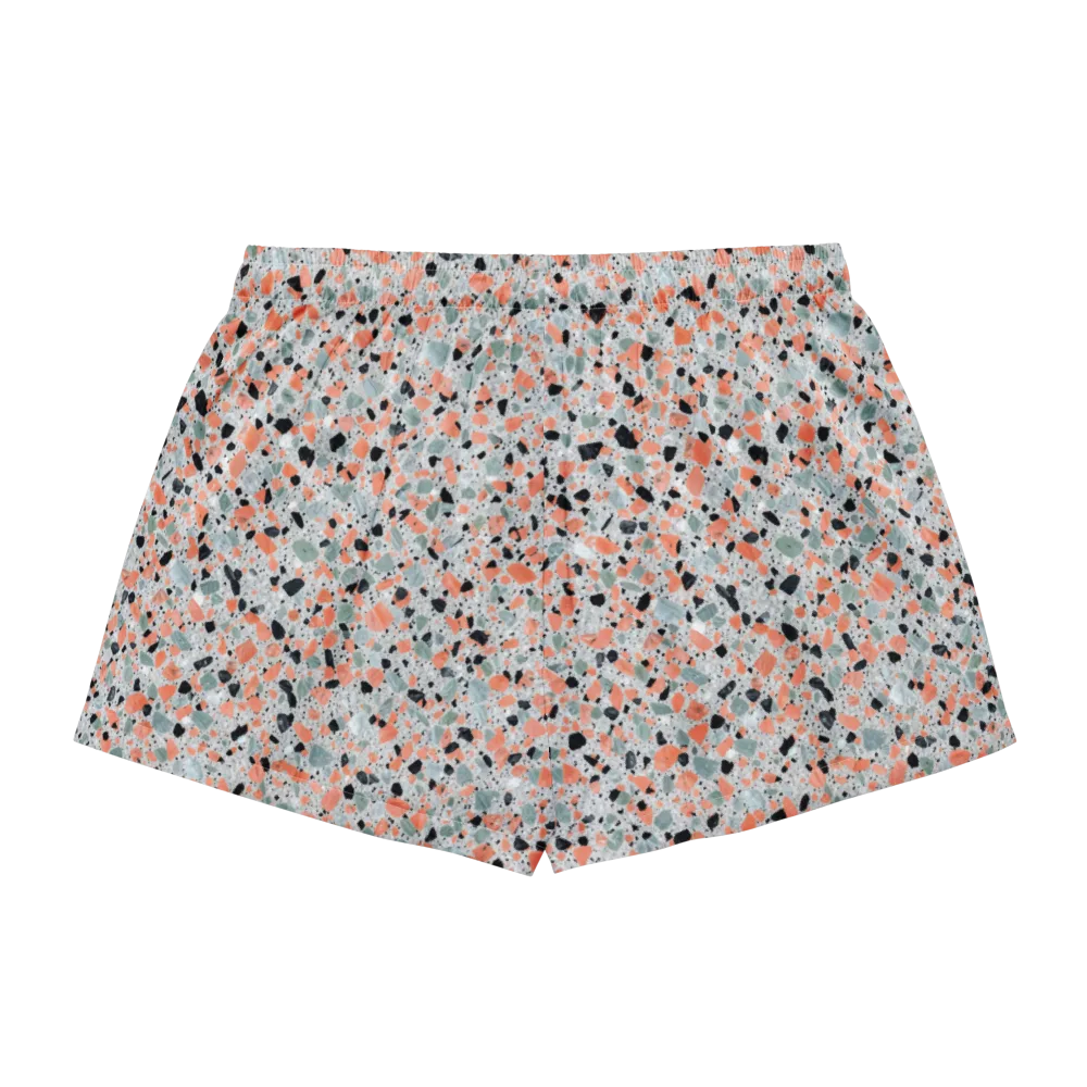 Coral Terrazzo on Women's Pajama Shorts — Back